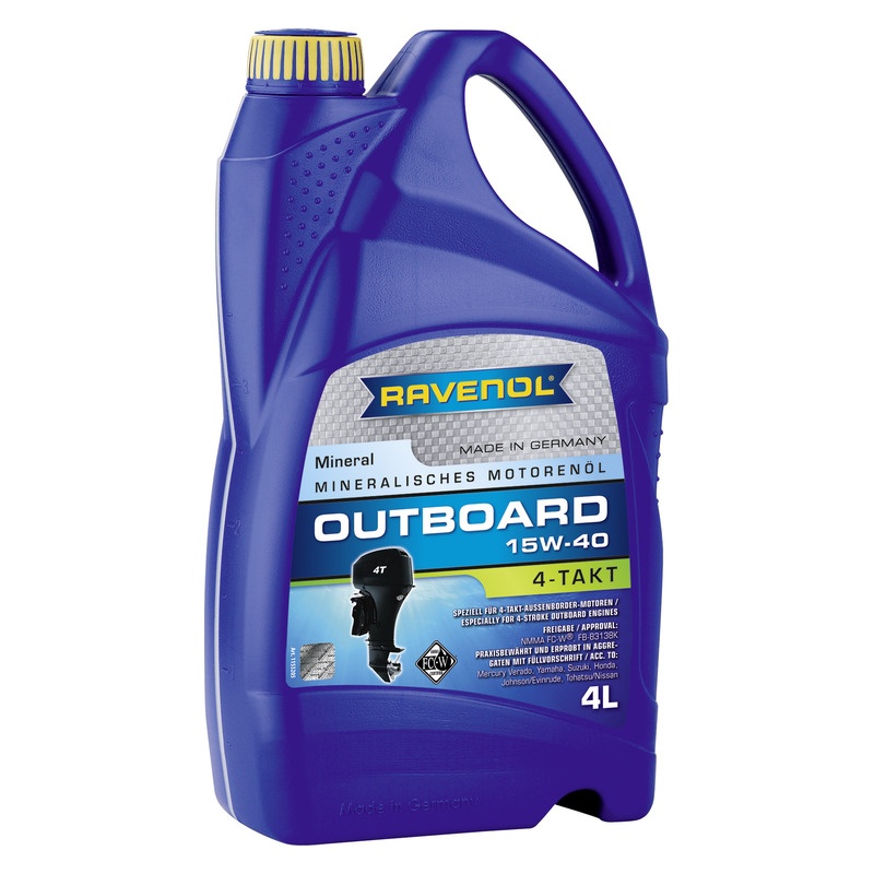 Моторное масло для 4-T лод.моторов RAVENOL Outboardoel 4T SAE 15W-40 (4л) фото 1
