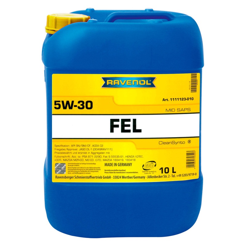 Моторное масло RAVENOL FEL SAE 5W-30 (10л) фото 1