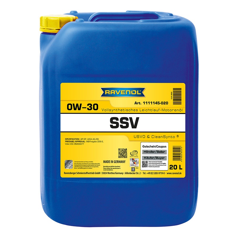 Моторное масло RAVENOL SSV Fuel Economy SAE 0W-30 (20л) фото 1