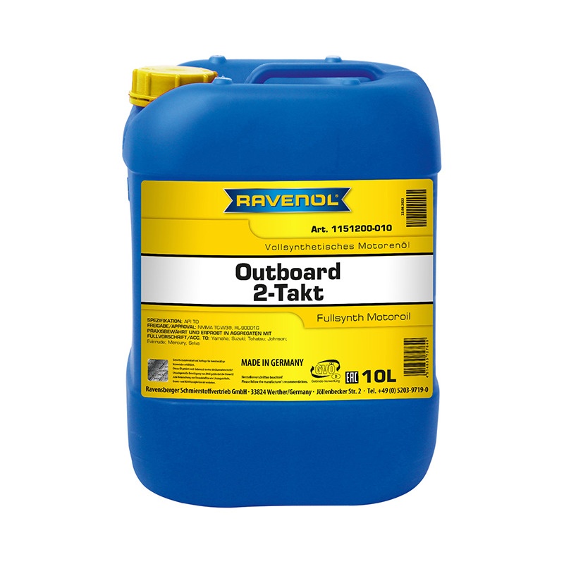Моторное масло для 2Т лод.моторов RAVENOL Outboardoel 2T Fullsynth. (10л) фото 1