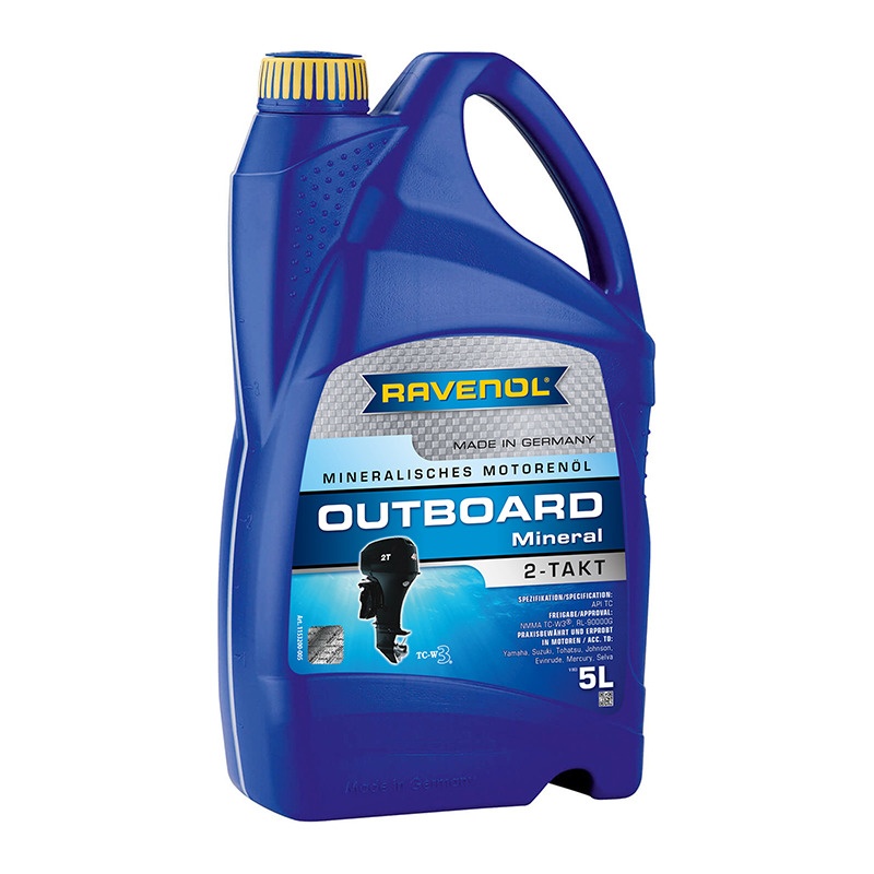 Моторное масло для 2Т лод.моторов RAVENOL Outboardoel 2T Mineral (5л) фото 1