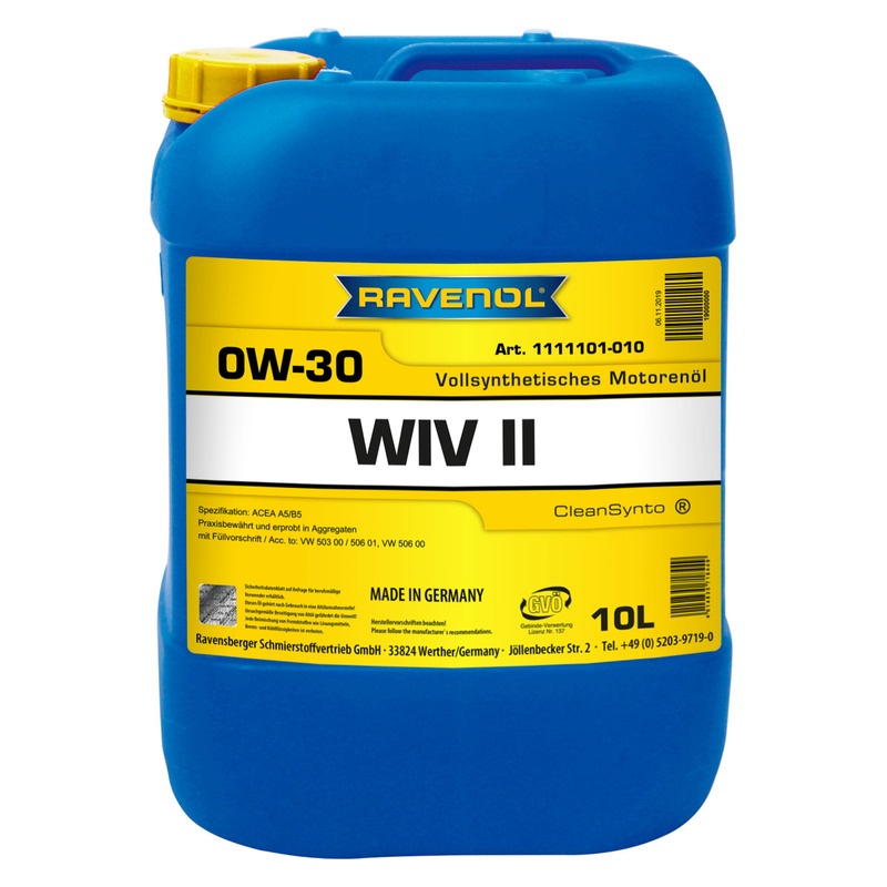 Моторное масло RAVENOL WIV II SAE 0W-30 (10л) фото 1