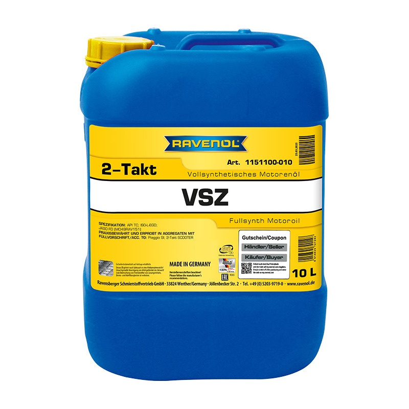 Моторное масло для 2-Такт RAVENOL VSZ Zweitaktoel Vollsynth.(10л) фото 1