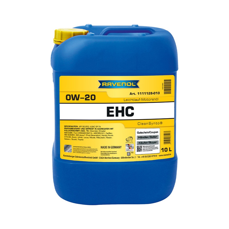 Моторное масло RAVENOL EHC SAE 0W-20 (10л) фото 1