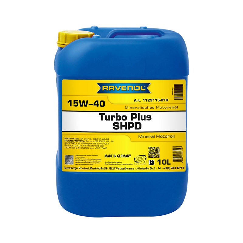 Моторное масло RAVENOL Turbo plus SHPD SAE 15W-40 (10л) фото 1