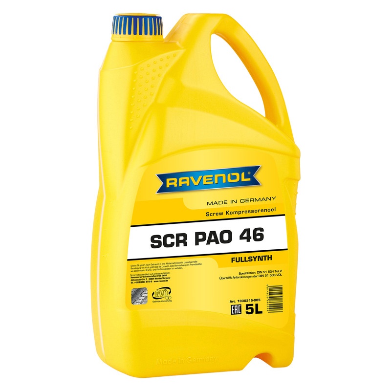 Компрессорное масло RAVENOL Kompressorenoel Screw SCR PAO 46 (5л) фото 1