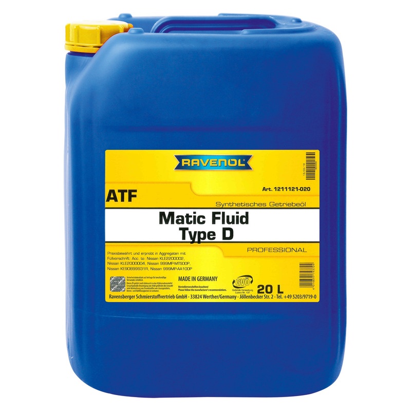 Трансмиссионное масло RAVENOL ATF Matic Fluid Type D (20л) фото 1